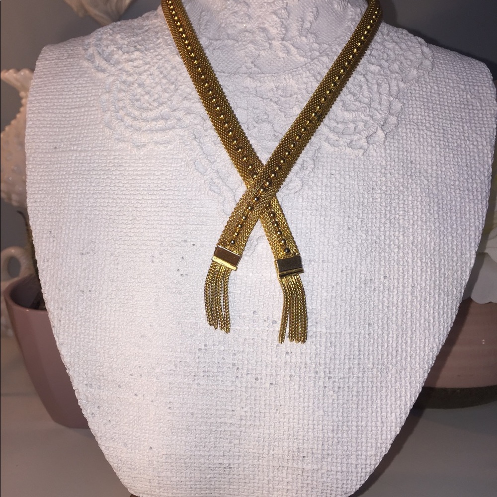1920s Style - Vintage Gold Lariat mesh necklace